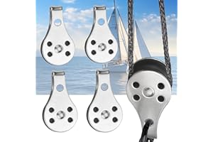 EXBRITH 4 Piezas Poleas Bloque Única Inoxidable, Bloque de Polea, Polea Única Acero Inoxidable, Polea Inoxidable Alta Resistencia, para Grandes Kayaks, Canoas, Fábricas, Edificios, Etc