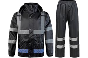 Yukirtiq Impermeabile Unisex Tuta Antipioggia Riflettente Uomo Antipioggia 2 Pezzi Tuta Antipioggia Giacca Impermeabile da Lavoro Alta Visibilità Set di Giacca e Pantaloni da Pioggia