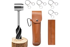 Pilikoll Trivella Manuale per Legno con 4 Sega a Filo di Emergenza Trivella a Mano Con Custodia In Pelle Punta da Trapano Manuale Multiuso Trapano Manuale Bushcraft Survival Tools per Campeggio