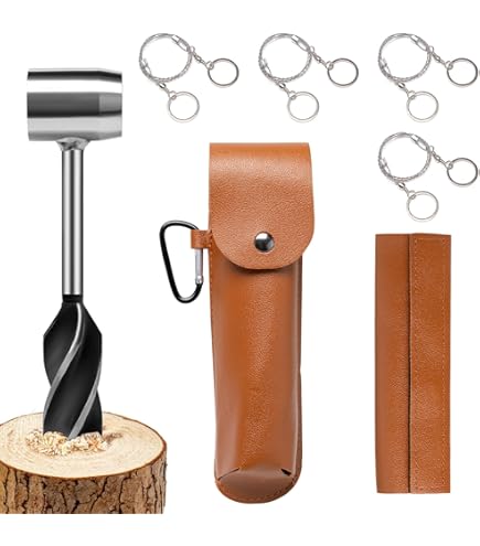 Trapano Manuale Per Legno Bushcraft - Con Seghetto Pieghevole, Acciaio Al Carbonio, Custodia Pelle - EFUTURETIME - Foto 6