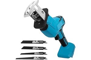 BYCZONE Akku Säbelsäge, Elektrische Reciprosäge kompatibel mit Makita 18V Akku, ideal für Sägearbeit mit Holz, Inklusive 4x Säbelsägeblatt, ohne Akku und Ladegerät