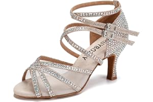 RUYBOZRY Damen Latein Tanzschuhe Strass Salsa Glitzer Bachata Schuhe Damen Hochzeit Tanzende Schuhe,Modell YCL508