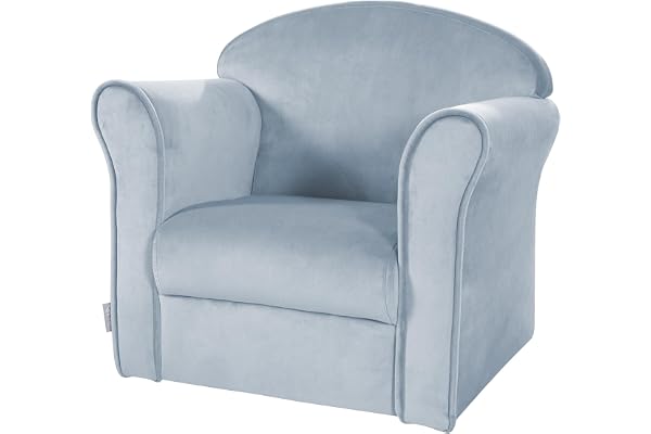 roba Barnfåtölj Lil Sofa med armstöd - för pojkar och flickor - Bekväm babysfåtölj - Sammetstyg, blått - Minifåtölj för baby- & barnrum