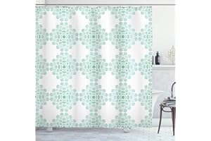 ABAKUHAUS Zasłona prysznicowa z motywem kwiatowym, abstrakcyjne poziome linie, geometryczne, pogrubione cienkie paski, ilustracja z motywem oceanu, tkanina do dekoracji łazienki, zakres dostawy obejmuje haczyki, 190 cm, biała morska morska