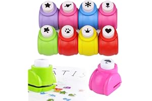 JUHONNZ 8 Pack Mini Hole Punch Set for Paper Crafts - Craft Punch with Star, Heart, Flower Shapes | Scrapbooking, Card Making, Photo Album Supplies | Portable Shape Cutter for Kids and Adults DIY