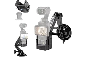 JJC Osmo Pocket 3 Suction Cup Mount & Expansion Adapter,Foldable Car Dash Cam Mount for DJI Osmo Pocket 3 Creator Combo,Detachable Windshield Suction Cup Holder for Osmo Action 5 Pro/4/3 & Hero 13/12/11