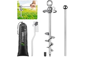 Lifeswell Heavy Duty Dog Tie Out Stake, 15" Dog Anchor, 360° Swivel, No Tangle, Easy Install, for Large Dogs up to 220lbs, Perfect for Yard, Camping, Beach (Silver)