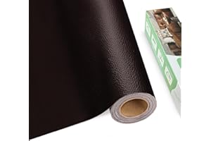 BUERPINKING Simili Cuir Autocollant, 30 X 200 cm Patch Reparation Cuir, Cuir Autocollant pour Réparation Canapé, Sièges de Voiture, Meubles, Marron foncé