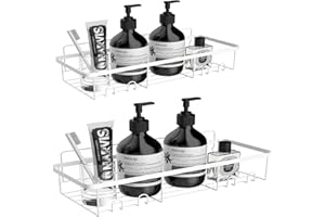 ATHRZ 2 Pcs Bathroom Shower Caddy Black No-Drilling Adhesive Bathroom Shower Shelf Wall Mounted Shower Organizer for Bathroom & Kitchen Storage, Beige