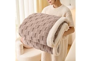 Gracelife Sherpa Throw Blanket Fleece Blanket Double, Soft Fluffy Fuzzy Warm Blanket Throws for Bed and Couch, Large Thick Blanket for All Season Use (Coffee-2, 60"*80", Solid)