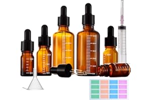 HYSINSE di vetro 6bottiglie di pipetta, bottiglie di laboratorio e lattine di vetro marrone contagocce bottiglie di olio essenziale per gocce auricolari in aromaterapia (A)