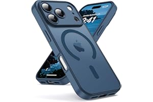 Oududianzi-Funda para iPhone 17 Pro Compatible con MagSafe, Funda Trasera Translúcida de PC, TPU Silicona Bumper, Carcasa de Protección Militar Anti-Choques Antigolpes-Azul