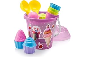 Top Race Giocattoli da Spiaggia per Bambini con Secchio e Paletta - Set di 16 Pezzi per Gelato per Ragazzi dai