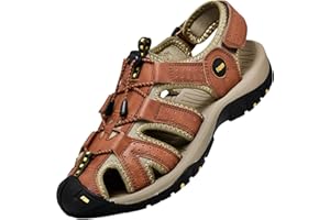 Lvptsh Sandales de Marche Homme Cuir Bout Fermé Eté Sandales de Randonnée de Plage de Sport De Plein air Sandales Chaussures de Trekking