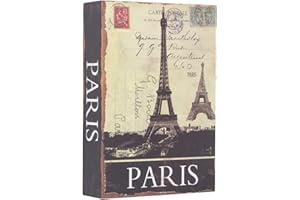 TISSTING Cassaforte Libro con 2 Chiavi con Pagine Reali, 22 x 15 x 4,5cm Torre di Parigi Libro Cassetta Metallo Segreto Armadietto di Sicurezza Scrigno Portavalori per Money Gioielli in Contanti