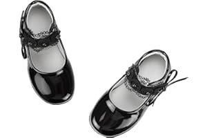 TRIWORIAE-Zapatos Planos Chica Bailarinas Mary Jane Princesa de Niña con Lazo, Encaje por Escuela, Eventos, Fiestas