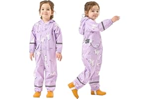 FEWLBY Imperméables Enfant, Combinaison de Pluie Poncho Imperméable Filles Manteaux Imperméables à Capuche Imperméable une pièce Réutilisable Outdoor Vêtements de Pluie