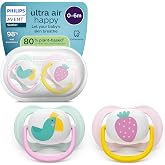 Philips Avent Ultra Air Pacifiers: Anatomically Designed for Babies 0-6 Months, Soft Silicone Symmetrical Teat BPA-Free with