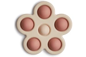 mushie Jouet Presse Fleur pour Bébé | Aide à la Motricité | Plastique 100% Non Toxique, sans BPA | Accessoires pour Jeunes Enfants | Durable & Haute Qualité | Rose/Blush/Shifting Sand