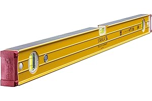 STABILA Wasserwaage Type 96-2, 81 cm, extrasteifes Alu-Profil, 1 Horizontal-Libelle, 2 Vertikal-Libellen, stoßdämpfende Endkappen, integrierte Rutsch-Stopper, Made in Germany, Gelb