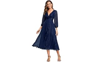 Ever-Pretty Robe D'Invité De Mariage Manches Longues Col V Lingne A Chic EE01977-P