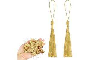 ZZLBZN 20 Pcs Gold Tassels, Bookmark Tassels Gold Silky Floss Tassels for Craft, Mini Tassels for Jewelry Making Resin Souvenir Bookmarks DIY Craft Supplies