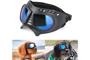 NAMSAN Dog Goggles Eye Protection Dog Sunglasses Anti-UV Goggles Windproof Puppy Goggles with Adjustable Flexible Straps for Small/Medium Dogs (Blue)