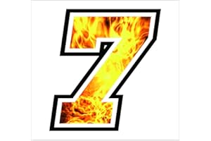 GAMESMONKEY Adesivo NUMERO GARA- misura 12 cm -Gara Cross PistaAuto Moto Stickers (7, Fiamme)