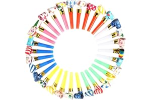 Siumir Krachmacher Tröten 100 Stück, Mehrfarbig Party Hörner Gebläse, Partykrachmacher Kinderspielzeug für Geburtstagsfeier Fasching Kinder Party Bankett Graduierung Festliche Anlässe (Gemustert)