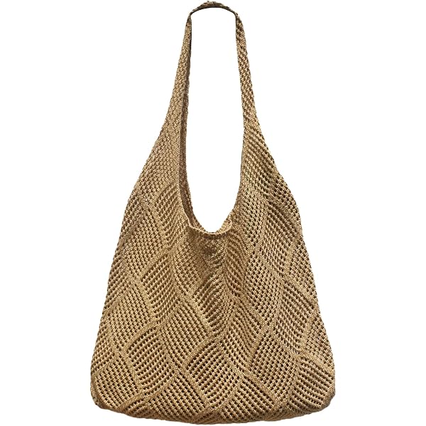 Sac Fourre-Tout Femme En Crochet Maille - Sac Plage Été Tissé à La Main Bohème