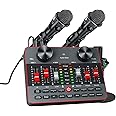 Podcast Equipment Bundle for 2 Mic Tiktok Video Content Creator Kit, Audio Interface DJ Mixer Sound Card/Board Condenser Microphone for Studio Smartphone/PC/Laptop Broadcast Recording/Live Stream