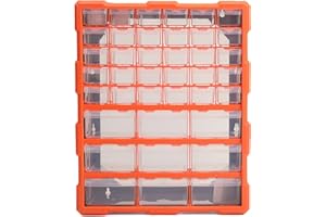 simpa 39 Multi Drawers Plastic DIY Tool Bit Storage Organiser Cabinet. Screws, Nails, Wall Plugs, Drill Bits, Nuts & Bolts Storage Organiser. 47.5cm (H) x 38cm (W) x 16cm (D)