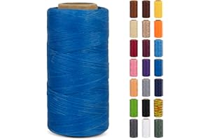 LEREATI Waxed Thread, 284 Yards 150D 0.8mm Leather Sewing Thread Flat Waxed Cord, Leather Repair Weave String for Leather Stitching Sewing, Bookbinding, Bracelets, DIY Crafts (Light Blue)