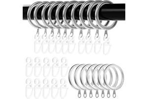 Roxanex 50 Pezzi Anelli e ganci per tende in metallo, 37mm anelli silenziosi per bastoni per tende, anelli per appendere i bastoni per tende da doccia, aste per tende e tendaggi