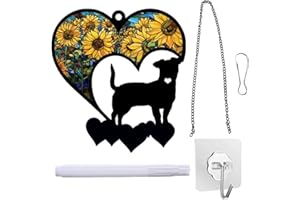 DABBOO Bunte Acryldekoration Haustier Sonnenfänger-dekoration Acryl-Sonnenfänger Auf Herz Erinnerungsgeschenk zum Aufhängen stained glass window hanging decoration fensterdeko zum hängen(Hund)