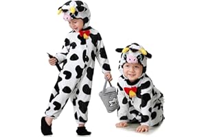KUKIKUKI Halloween Baby Kostüme Löwe Kleinkind Outfit Säuglinge Kuh Cosplay Plüsch Strampler Set mit Handschuhen Schuhe Kopfbedeckung Dress Up Party