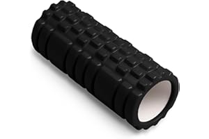 DRUNA Rullo in schiuma rotondo per massaggio muscolare Pilates Yoga Rullo in schiuma PVC Fitness INDIGO 33 * 14 cm (Nero)