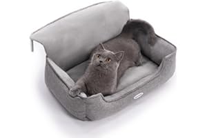 Happi N Pets Grand lit pour Chat avec radiateur, perchoir Chauffant pour Grand Chat avec Housse en Peluche Lavable, Crochets métalliques réglables, hamac Confortable, Gris