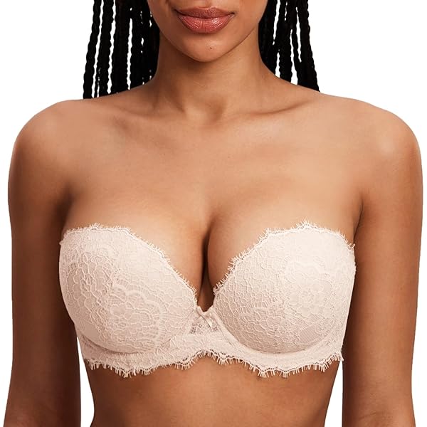DotVol Push-up beha voor dames, vleugeldesign, strapless beha, comfort zonder beugels, onzichtbare beugelloze anti-slip beha, 75C