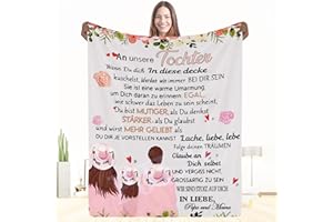 PJLJC Personalisierte Kuscheldecke An unsere Tochter von Eltern, Mama und Papa zu Positive Ermutigung und Liebe Tochter Flauschige Geschenk, Geschenk für Tochter Mädchen Geburtstags