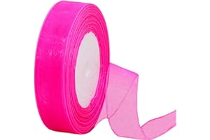 HONGCI 45m Organzaband Rose 20mm Breit Chiffo Geschenkband,Transparentes Organza Bänder Chiffonband Schleifenband Dekoband Geschenkverpackung Deko Band Tüllband für Weihnachten Hochzeit Taufe Geburtstag