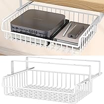 ENONCI Zelfklevende opbergladen voor onder bureau, metalen verborgen bureau-organizerbox, uittrekbare bureaulade, organizer met grote capaciteit voor kantoor, thuis, school (wit