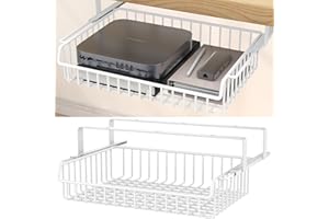 ENONCI Szuflady pod biurko, samoprzylepne szuflady do przechowywania pod biurkiem, metalowe, ukryte, wysuwane, duża pojemność, organizer do szuflad na biurko, do biura, domu, szkoły, białe