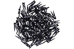 VORCOOL 100 Stücke Mini Holzklammern, Natur hölzerne Wäscheklammern Fotoclips für DIY Handwerk Dekoration (schwarz)
