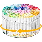 Ohuhu Acryl Marker Organizer voor 178 Alcohol Markers, 360° Roterende Heldere Acryl Houder met Verborgen Handgreep, 8 Compart
