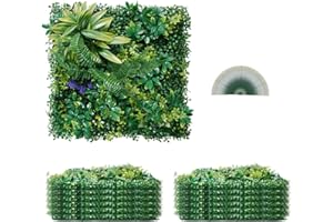 VEVOR Pannelli da Parete in Erba Artificiale 500 x 500 x 50 mm 12 Pezzi, Pannello di Bosso Verde Combinato 3D per Decorazioni Verdi per Interni ed Esterni e Copertura di Recinzione in Edera, Verde