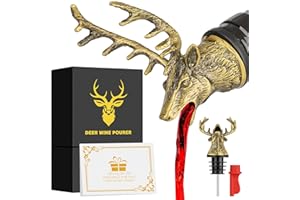 LKKCHER Hirschkopf 2-in-1 Weinflaschenausgießer und Stopper mit Geschenkbox Männer Frauen Jagdgeschenke für Jäger Likörflasche Ausgießer Alkohol Spirituosen Hirsch Wein Geschenke Saver