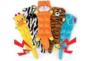 AWOOF Squeaky Dog Toys Puppy Toys, No Stuffing Dog Toys 5 Packs, Soft Dog Chew Toys for Small Medium Dogs, Tough Durable Dog Toys, No Dangerous Fluff to Chew or Swallow