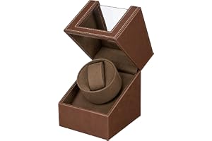 Mcbazel Automatisk klocka uppdragare låda PU fyra enkel automatisk klocka display förvaring armbandsur, Brun, Retro