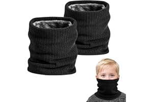 SEFIRST 2 Pièces Tour de Cou pour Femme et Homme, Polaire Cache Cou, Gaiter Masque Cagoule Cache-Cou Hiver écharpe Coupe-Vent Ski Élastique Épais Snood pour Moto Ski Marche Course Voyage, Noir
